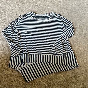 Cabi navy striped angled bottom top
